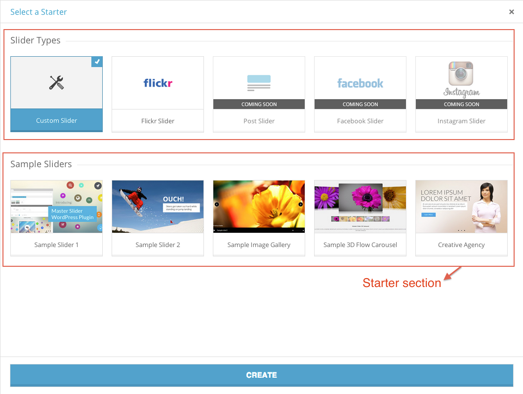 Master Slider Starter Sections